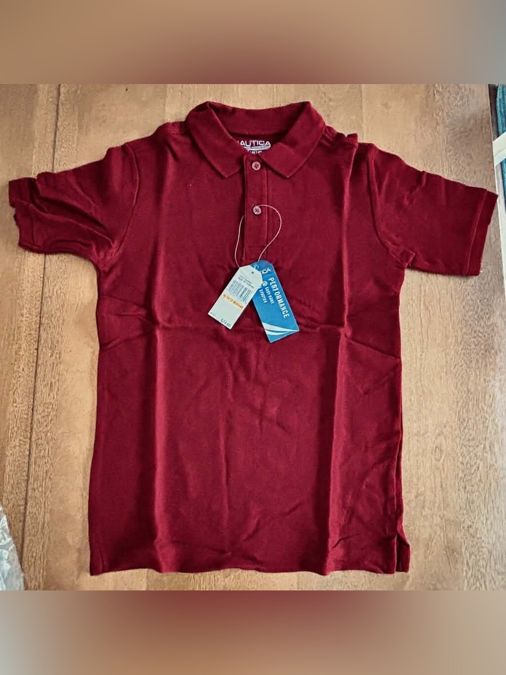 Nautica Polo Shirt Uniform Burgundy New Youth Boys Size 10-12 M
